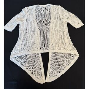 Bohemian Boho Chic Cottagecore Fairycore Beach Resort Wear Crochet Cardigan Sz M